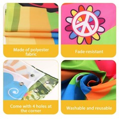 60s Hippie Bus Photo Prop Backdrop Fabric Retro Groovy Van Selfie Frame Banner