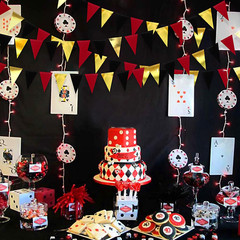 30 Ft Red Black and Gold Party Decorations Hanging Paper Triangle Banner Bunting