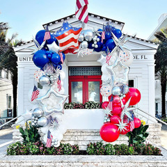 161Pcs Red White and Blue Balloons Arch Garland Kit with Exploding Hollow Star F