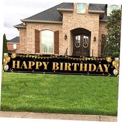 Black Gold Birthday Banner for Happy 1st to 100th – Boys, Girls, Men & birthday