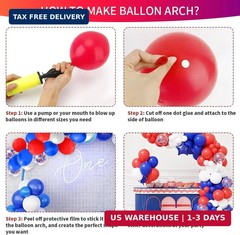 Red White and Blue Balloons, 60pcs 4th of July Patriotic Balloons, 12 Inches Red