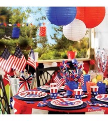 6x Patriotic Decorations Red White Blue Paper Lanterns In/out Amscan 6ct NEW!!!!