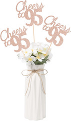 Cheers to 95, 10 Pack Double-Sided Rose Gold Glitter 95th Birthday Centerpieces