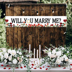 Proposal Banner Will You Marry Me Flower Banner Propose Decorations Supplies for