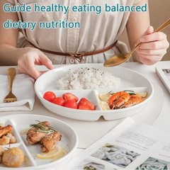 (5 Pack) Portion Control Plate for Balanced Eating, 9inch, White – 5PACK-9IN