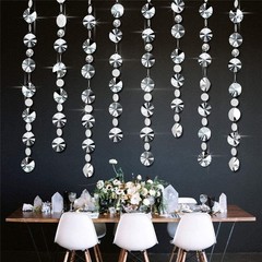 39ft Mirror Silver Circle Dots Garlands for Wedding Party Decorations Hanging Ci