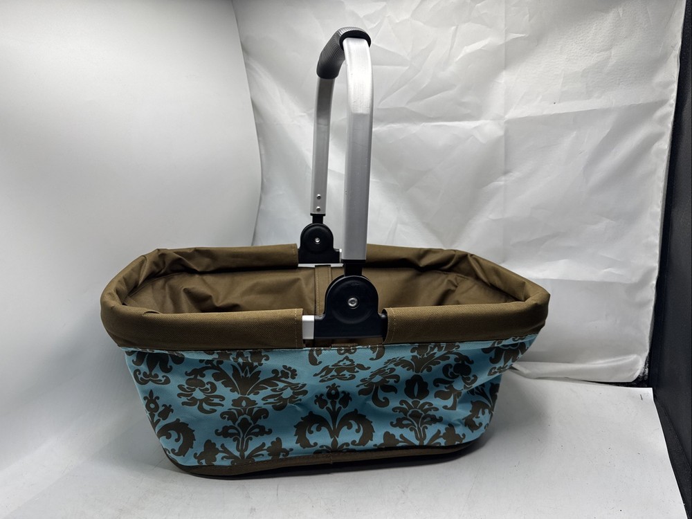 Portable Foldable Picnic Basket Zipper Shopping Bag Market Basket 12x19x9”