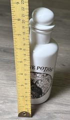 Decorative White Glass Bottle «Love Potion”Halloween Spooky Wicca Potion