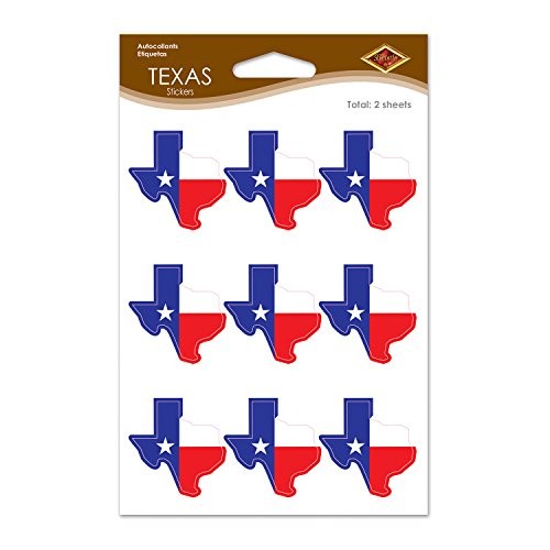 Beistle Texas Stickers 2 Sheets 18 Stickers
