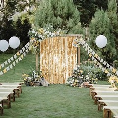 3 PCS Gold Tinsel Foil Fringe Curtains 3.3×6.6ft Photo Booth Party Decorations