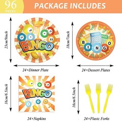 Bingo Party Supplies Pack for 24 Guests Party Tableware Seating Decorations