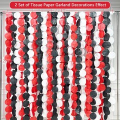 192Ft Red Black White Party Decorations Big Circle Dots Backdrop Streamer Gar…