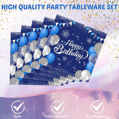 Blue 70Th Birthday Decorations for Men Navy Blue Silver Happy 70Th Birthday Tabl