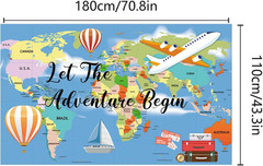 Let The Adventure Begin Backdrop Banner with 70.8″X43.3″, Adventure Awaits Bon V