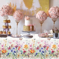 Wildflower Baby Shower Tablecloth, 70.8″ x 42.5″ (3pcs) – Floral & Butterfly …