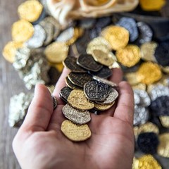 Pirate Treasure Coins Set Gold Silver Antique Doubloons For Party Decor 80 Pcs