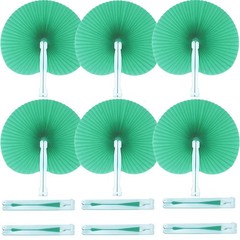 20Pc Paper Folding Hand Fans, Wedding Party Decor for Guest DIY Pink Round