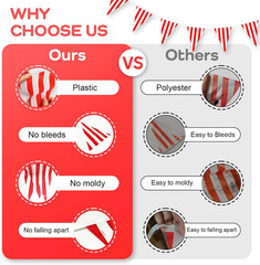Piokio 100Ft Red and White Striped Pennant Banner, Carnival Circus Theme Party D