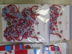 4 Pack Target Crepe Paper Pom & Stars Banner Red White Blue 72 in & PAPER WHEELS