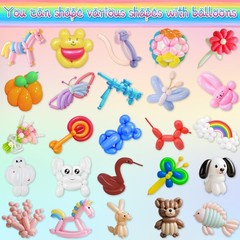 Twisting Balloons Kit 100PCS Long Latex Balloons with Pump