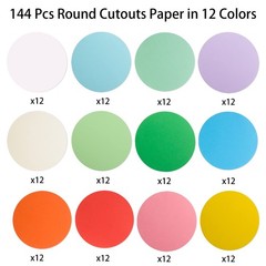 144 PCS Assorted Color Round Cutouts 6 Inch Circles Classroom DIY Kids Craft