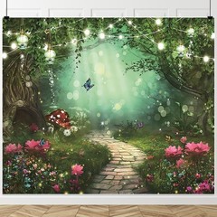Enchanted Forest Birthday Backdrop Fairy Tale Wonderland Photo Party Background