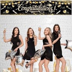 Congratulations Decorations 2026 Banner Graduation Backdrop Class of 2026 Black