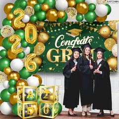 Green and Gold Graduation Decorations Class of 2026, Huge, Pack of 73, Congrats