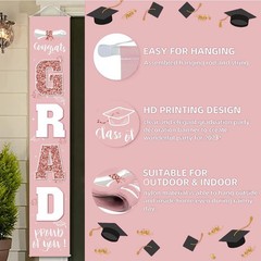 Chic Foldable Graduation 2026 Porch Sign in Rose Gold – Perfect for Any Event