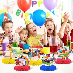 9Pcs Book Theme Honeycomb Centerpieces Boys Girls Party Table Decorations