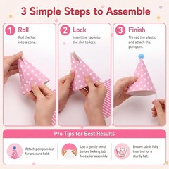 DIY Mini Birthday Party Hats for Kids – Assorted Designs with 9 Hats and Crowns