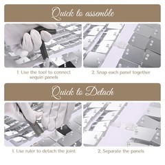 Instahibit 10x7FT Shimmer Wall Backdrop Stand 72 Pcs Sliver Panel Wedding Party