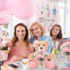Ferrochef Pink 6 Set Baby Shower Bear Centerpieces for Tables Mason-Style Gla…
