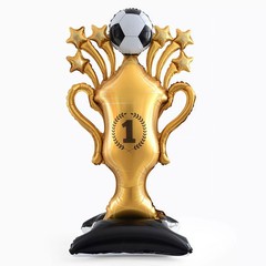 Gold Soccer Trophy Balloon, 59 Inch Champion Cup Standing Aluminum Balloons S…