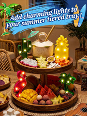 Hawaiian Party Decorations Lights – 4 Shapes Flamingo Cacti Pineapple Palm Tree