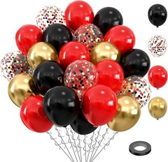 Red and Black Balloon 75PCS,Red Black and Gold Balloon,12in and 5in Black Red…