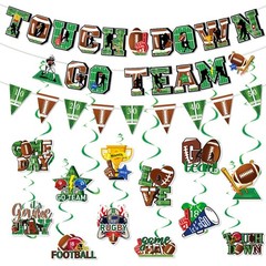 53PCS Football Party Decorations Kit, Touch Down Go Team Football Theme Banne…