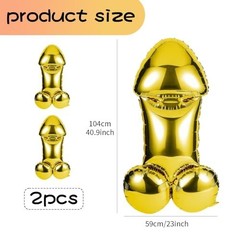 2 Pack Bachelorette Party Decorations 40″ Large Penis Balloons Gold Funny