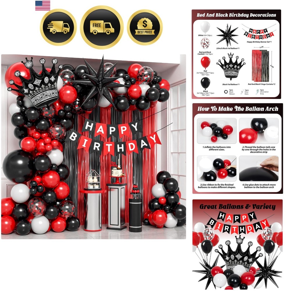 Birthday Party Decorations Kit Balloons Banner Fringe Curtains for Men 106Pcs