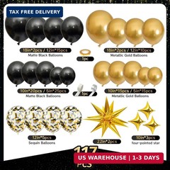 Black and Gold Balloon Arch Kit 117 PCS, Gold and Black Party Decorations, 2026