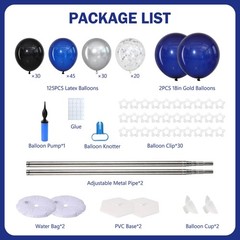 Navy Blue Black and Silver Balloon Column Stand Kit Set of 2 for Floor, Blue …