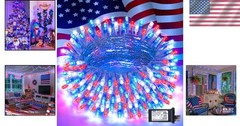 8 Mode Waterproof Patriotic LED String Lights – 33ft, Perfect for 4th of July