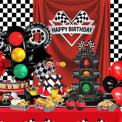 7Pcs Race Car Party Balloon Set, Traffic Light, Checkered Balloons, Tire Balloon