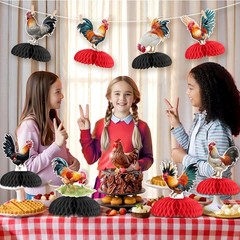 8 Pieces Rooster Honeycomb Centerpieces for Tables – Chicken Farm Theme Birth…