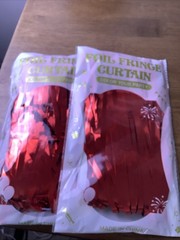 2 Pack Red Tinsel Backdrop, 3.25 FT x 7 FT Fringe Curtains, Red Foil Tinsel P
