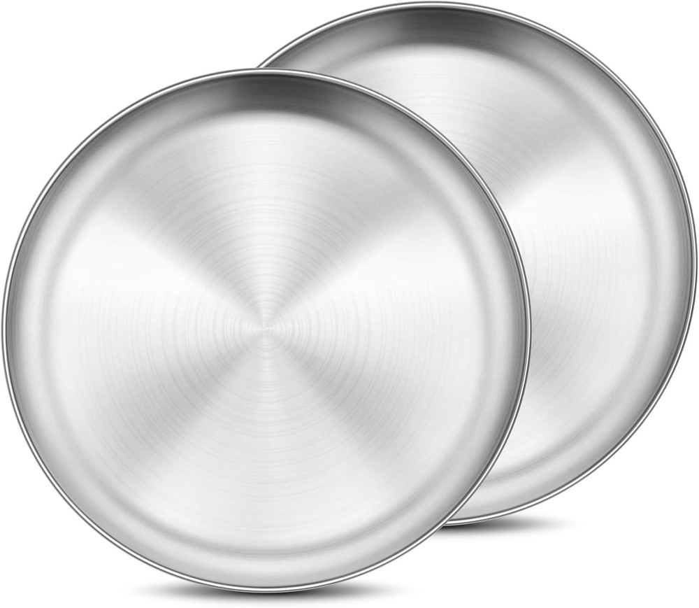 Onader 18/8 Stainless Steel Plate, 7.8 Inch 304 Metal Dinner 7.8-inch, Silver