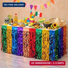 OHOME Cinco De Mayo Decorations – 2 Pack Table Skirts for Fiesta Party Decoratio