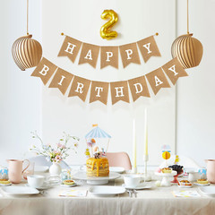 Happy Birthday Bannner, Pre-Strung Burlap Bannner, Happy Birthday Sign for Birth