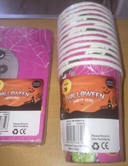 ICELAND LIMITED EDITION HALLOWEEN PINK SPOOKY GHOST PARTY CUPS & 3 X NAPKINS NEW