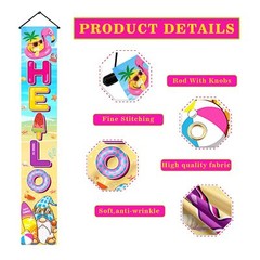 Hello Summer Decorations Beach Chair Gnome Door Banner Porch Sign Gift 71″ x 12″